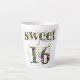 Sweet 16 Happy Birthday Wildflowers Tekst Latte Mok