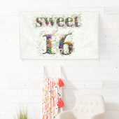 Sweet 16 Happy Birthday Wildflowers Tekst Spandoek (Insitu)