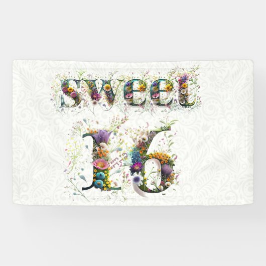 Sweet 16 Happy Birthday Wildflowers Tekst Spandoek (Horizontaal)
