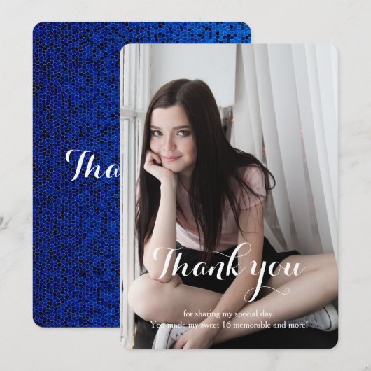 Sweet 16 - Hartelijk dank - blauwe kaart (Voorkant / Achterkant)