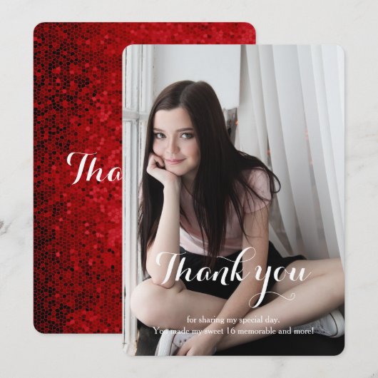 Sweet 16 Hartelijk dank voor uw rode kaart (Voorkant / Achterkant)