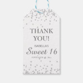 Sweet 16 Hartelijk dank: White Silver Glitter Gift Cadeaulabel (Voorkant)
