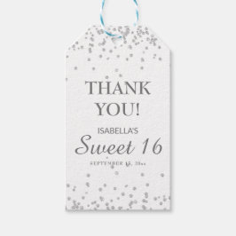 Sweet 16 Hartelijk dank: White Silver Glitter Gift Cadeaulabel