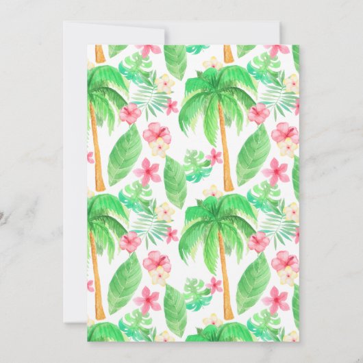 Sweet 16 Hawaïaanse thema Waterverf Luau Party Kaart (Achterkant)