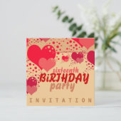 Sweet 16 Hearts Birthday Invitation Kaart (Staand voorkant)