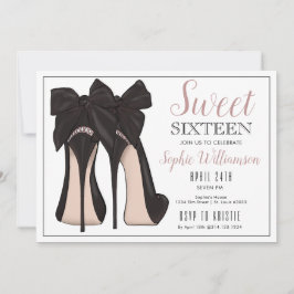 Sweet 16 High Heel Verjaardag Uitnodiging