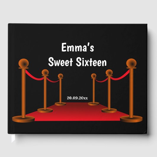 Sweet 16 Hollywood Red & Black Carpet Birthday Gastenboek (Voorkant)