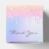 Sweet 16 holografische roze glitter druppels dank  bedankdoosjes (Bovenkant)