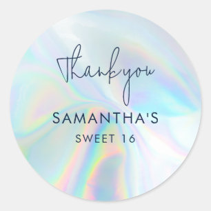 Sweet 16 Holographic Birthday Dank u Ronde Sticker