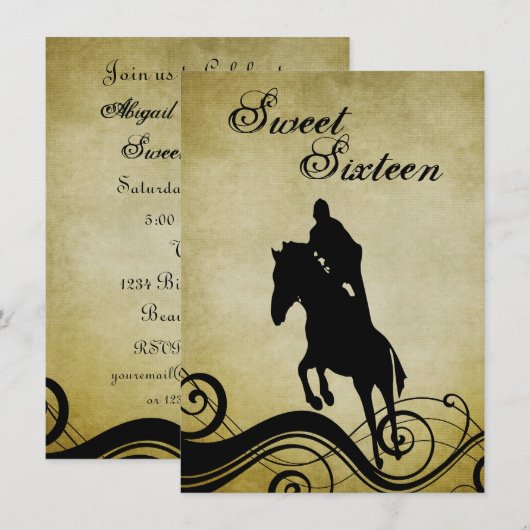 Sweet 16  Horse Jumping Verjaardag Uitnodigen Kaart (Voorkant / Achterkant)