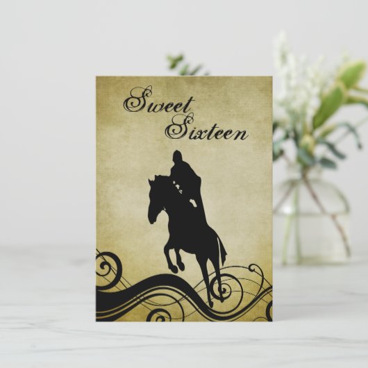 Sweet 16  Horse Jumping Verjaardag Uitnodigen Kaart (Staand voorkant)