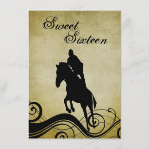 Sweet 16 Horse Jumping Verjaardag Uitnodigen Kaart