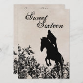 Sweet 16 Horse Jumping Verjaardagsuitnodiging Kaart (Voorkant / Achterkant)