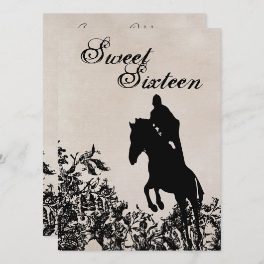 Sweet 16 Horse Jumping Verjaardagsuitnodiging Kaart (Voorkant / Achterkant)