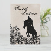 Sweet 16 Horse Jumping Verjaardagsuitnodiging Kaart (Staand voorkant)
