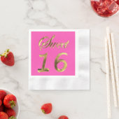 Sweet 16 Hot Pink Gold Kijk uit Typografie Servetten (Insitu)