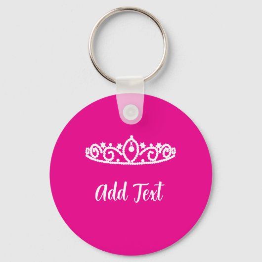 Sweet 16 Hot Pink sleutelhanger met White Tiara De (Voorkant)