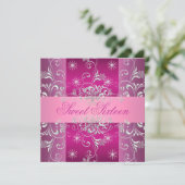 Sweet 16 Hot Roze/Witte Sneeuwvlok Verjaardag Uitn Kaart (Staand voorkant)