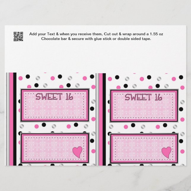 Sweet 16 Houthday Snoep Bar Wrappers Party Favors (Voorkant)