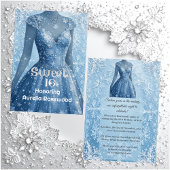 Sweet 16 Icy Blue Silver Snowflakes Personalized Kaart