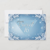 Sweet 16 Icy Blue Silver Winter Frost Snowflakes Bedankkaart (Achterkant)