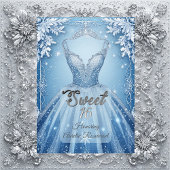 Sweet 16 Icy Blue Silver Winter Frost Snowflakes  Kaart
