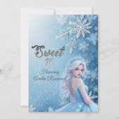Sweet 16 Icy Blue Silver Winter Personalized Photo Kaart (Voorkant)