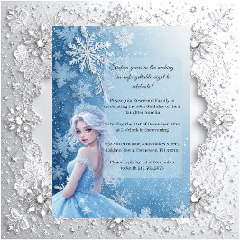 Sweet 16 Icy Blue Silver Winter Personalized Photo Kaart