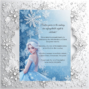 Sweet 16 Icy Blue Zilver Winter Persoonlijke Foto Kaart