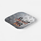 Sweet 16 In Fire Flames and Silver Plate Birthday Papieren Bordje (Gebogen)