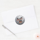 Sweet 16 In Fire Flames and Silver Plate Birthday Ronde Sticker (Envelop)