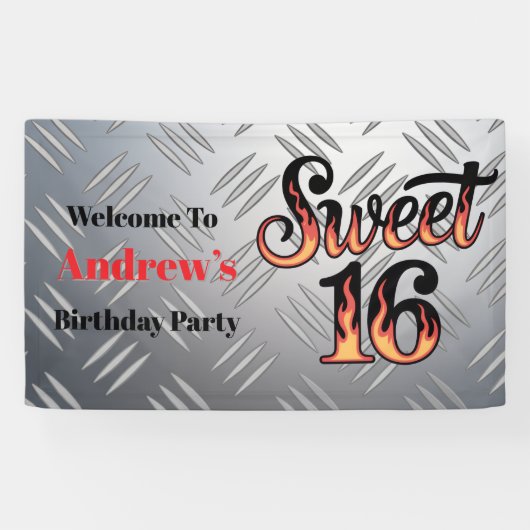 Sweet 16 In Fire Flames and Silver Plate  Spandoek (Horizontaal)