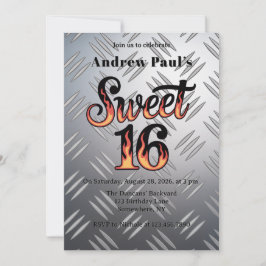 Sweet 16 In Flames and Silver Plate Birthday Party Kaart