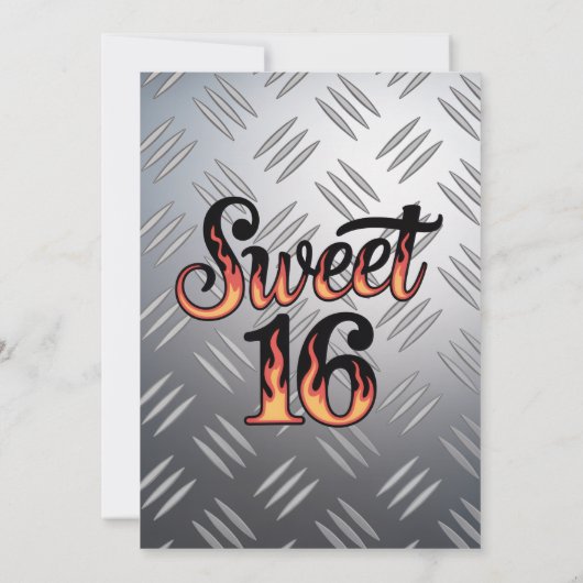 Sweet 16 In Flames and Silver Plate Birthday Party Kaart (Achterkant)