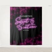 Sweet 16-inch hot-roze Neon Glow-achtergrond Wandkleed (Voorkant)