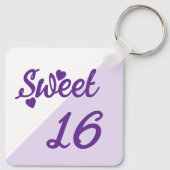 Sweet 16 initialen 16e verjaardag paarse sleutelhanger (Achterkant)
