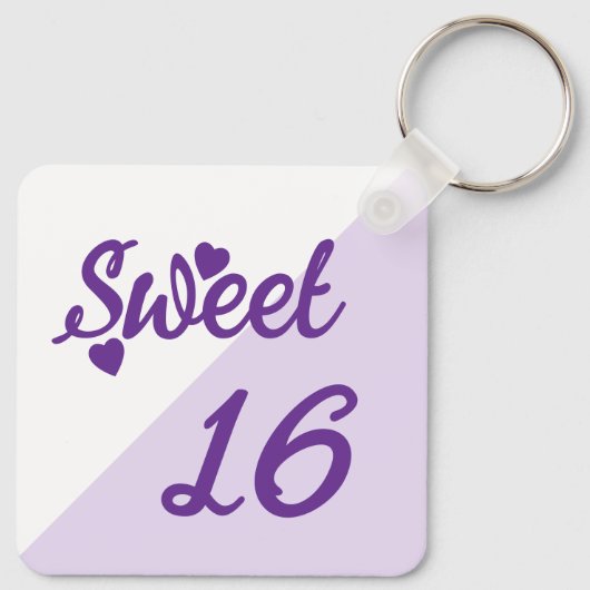 Sweet 16 initialen 16e verjaardag paarse sleutelhanger (Achterkant)