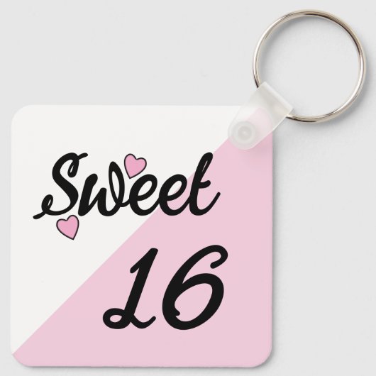 Sweet 16 initialen 16e verjaardag roze sleutelhanger (Achterkant)