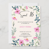 Sweet 16 Invitation floral pink Kaart (Voorkant)