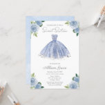 Sweet 16 Invitation Silver Foil Dusty Blue Gown Kaart<br><div class="desc">Fantastisch jurk, liefje zestien verjaardagsfeestjes. Eenvoudig aan te passen met uw details. Neem contact met me op via chat als je vragen hebt over het kunstwerk of je moet aanpassen. Controleer het collectie op meer items. OPMERKING: voor hulp bij bestellingen, verzendgegevens, productinformatie, enz., neemt u rechtstreeks contact op met Zazzle...</div>