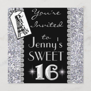 SWEET 16 Invitation THEME PARIS Kaart