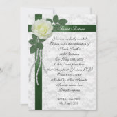 Sweet 16 Invitation Witte roos en groen lint Kaart (Voorkant)
