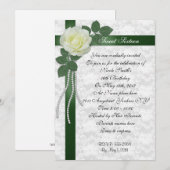 Sweet 16 Invitation Witte roos en groen lint Kaart (Voorkant / Achterkant)