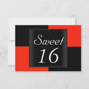 Sweet 16 Invitation Zwart Rood Kaart