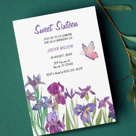 Sweet 16 Iris bloem paarse Verjaardag Kaart