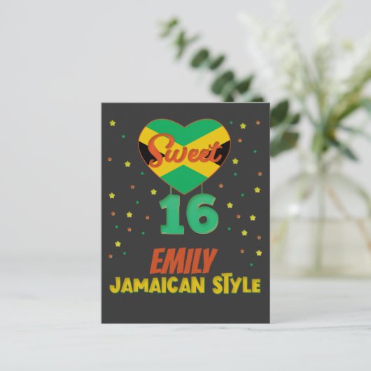 Sweet 16 Jamaicaanse stijl verjaardagsmeisje vakan Briefkaart (Staand voorkant)