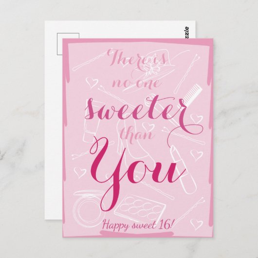 Sweet 16-jarig briefkaart (Voorkant / Achterkant)