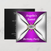 Sweet 16-jarig paars kaart (Voorkant / Achterkant)