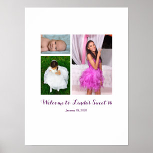 Sweet 16-jarig Sign In Party Board 16th 3 foto Poster