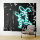 Sweet 16-jarige Blauwgroen Neon Glow Dark-achtergr Wandkleed (In Situ (horizontaal))